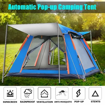 Палатка для 4-5 человек, наружные Автоматические палатки, Двухслойная палатка для кемпинга, Походная палатка, 4 сезона, уличные палатки для большой семьи, водонепроницаемые
