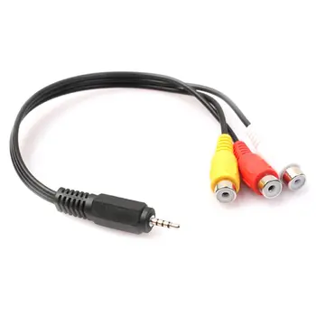 2,5 мм Mini AV Male - 3RCA Female M / F аудио-видео кабель, шнур-адаптер для стереоразъема
