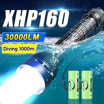 Яркий Профессиональный Фонарик Для дайвинга XHP70 IPX8 Водонепроницаемый Светодиодный Фонарик Белого Света Подводный Фонарик Подводный Фонарь