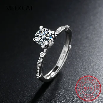 Кольцо с муассанитом белого золота D цвета 4 мм для женщин, обручальное кольцо с бриллиантом весом 1,5 карата, обручальное кольцо невесты из стерлингового серебра S925 пробы