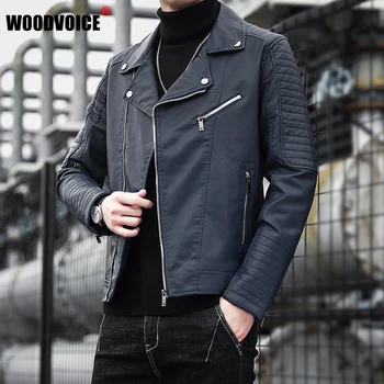 2023 Новые весенне-осенние мужские кожаные куртки, повседневная мотоциклетная куртка из искусственной кожи с отложным воротником, байкерские кожаные пальто, брендовая одежда