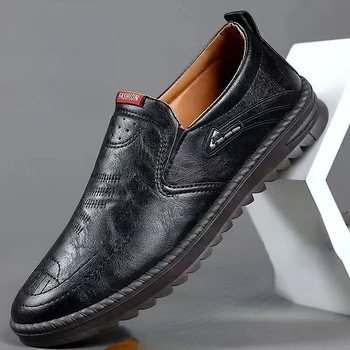 Мужская повседневная обувь Люксового бренда, Мягкие Легкие Официальные Лоферы, Мужские туфли на плоской подошве, Мужская Обувь для вождения, Дышащая