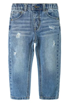 Детские джинсы KIDSCOOL SPACE Для маленьких мальчиков и девочек с регулируемой эластичной талией, рваные джинсовые брюки в заплатку