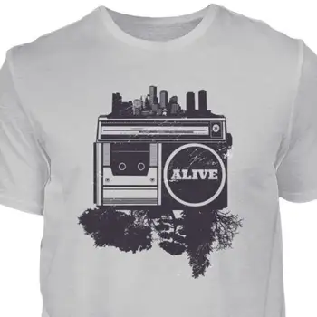 Винтажная мужская футболка с кассетным стерео-радио с городским принтом Husband Modern