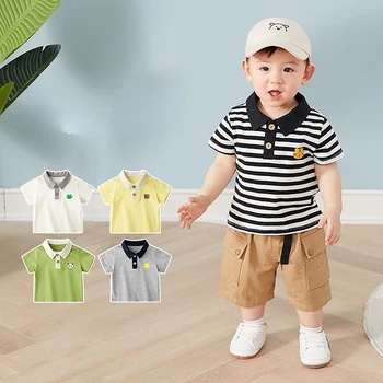 Детская футболка с короткими рукавами, новинка 2023 года, летняя детская рубашка-поло, рубашка-поло для мальчиков, детская дизайнерская одежда