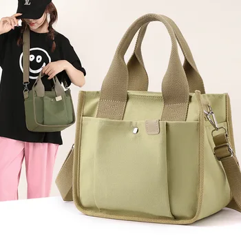 Женская холщовая сумка, повседневная сумка-тоут, женская сумка через плечо простого дизайна, женская сумка для покупок для женщин