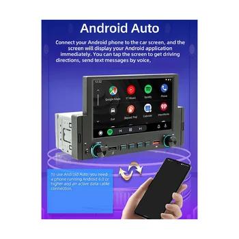 1Din 6,2-дюймовый экран CarPlay Android-Автомагнитола Стерео Bluetooth MP5 плеер 2USB FM-приемник хост