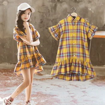 Корейская детская одежда 2023, Летнее платье для девочек, цельное платье для девочек младшего возраста, пышное платье для девочек-подростков, детское платье для девочек-подростков