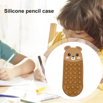 Прочный рукав-карандаш, прочные силиконовые пеналы с забавным рисунком, канцелярские принадлежности для детей, для начальной школы, для детей
