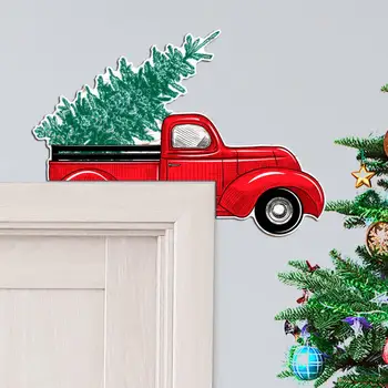 Рождественский орнамент для шкафа Праздничные Деревянные Рождественские украшения дверной коробки с оленями Санта-Клауса на Новый 2023 год