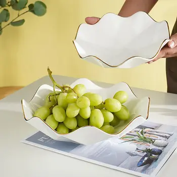 Простая керамическая тарелка для фруктов, чайный столик в гостиной, домашняя тарелка для фруктов, тарелка для закусок, конфетная тарелка в скандинавском стиле