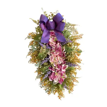 Декоративный Каплевидный Венок с Цветочным Узором для Нового Года в Помещении на Открытом Воздухе