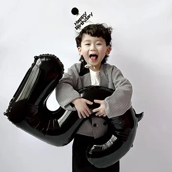 32-Дюймовые большие черные цифровые воздушные шары, алюминиевая пленка для дня рождения, реквизит для фотоукрашения для детского дня рождения Globos Ballon