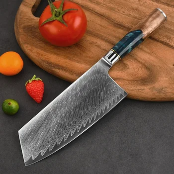 Дамасский нож для измельчения овощей, ножи для разделки мяса, кухонные ножи с 8-дюймовой резиновой ручкой, профессиональные ножи шеф-повара, инструменты для приготовления пищи