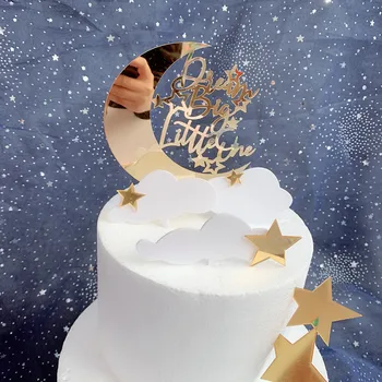 Мечта Маленького Ребенка Золотой Акриловый Топпер Для Торта Star Moon Добро Пожаловать В Мир Для Украшения Торта На День Рождения Baby Shower