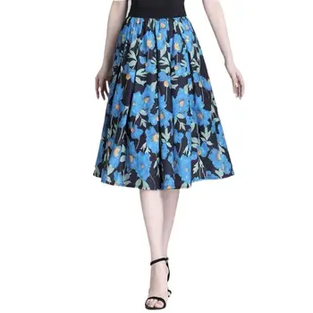 Летнее новое женское длинное платье из хлопка трапециевидной формы с винтажным синим принтом, Высокая талия, Удобные элегантные платья длиной до колен