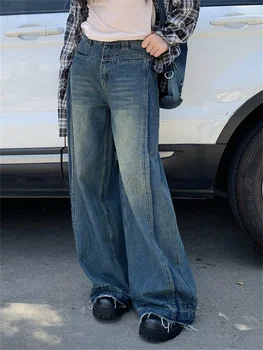 Свободные джинсовые брюки Alien Kitty, женские винтажные повседневные джинсы Осень 2023, универсальные Новые тонкие широкие джинсы для улицы