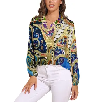 Художественная блузка Густава Климта с абстрактным принтом, блузки с эстетичным рисунком, женская модная рубашка с длинными рукавами, Летняя одежда оверсайз
