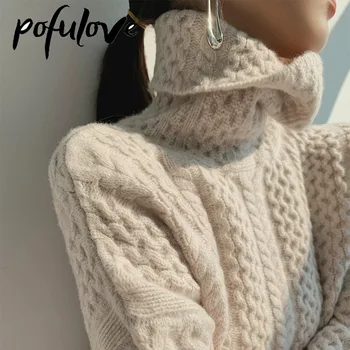 Осенне-зимний кашемировый свитер с высоким воротом, женская однотонная шерстяная базовая рубашка, Корейский вариант толстого свитера Tide 2023