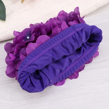 Модная стильная шапочка для плавания с цветочным лепестком, размер шапочки для купания L для женщин (фиолетовый)