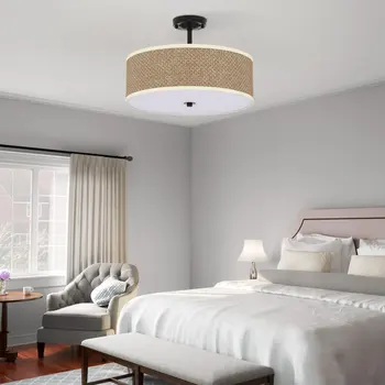 Потолочный светильник из ротанга, 3 лампы, Потолочный светильник для гостиной, прихожей, кухни, прихожей фермерского дома