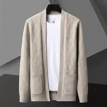 Новая мужская модная деловая осенне-зимняя одежда в британском стиле, приталенный тренд, красивый однотонный кардиган, свитер, повседневный трикотаж