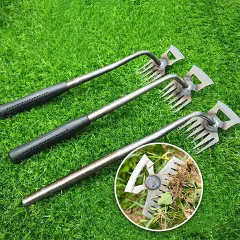 Ручной инструмент для удаления сорняков для газона и сада, стальная полая мотыга двойного назначения, грабли для выкорчевывания сорняков, сельскохозяйственный садовый инструмент