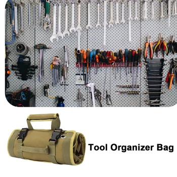 Сверхмощная сумка для инструментов, многокарманный подвесной рулон для инструментов, портативный органайзер для инструментов, сумка-переноска для механика/электрика/мотоцикла/грузовика