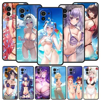 Аниме Genshin Impact Girl Чехол Для Телефона Xiaomi Poco X3 NFC M3 M4 F4 X4 Pro 5G F3 GT Mi 12 11T 10 9T 10T Lite 11 Ultra Cover