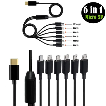 Быстрый кабель 6 в 1 для зарядки мобильных телефонов от USB C Type C до Micro USB