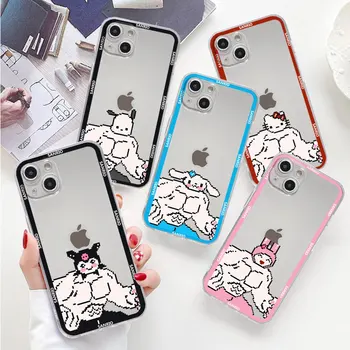 Чехол для Телефона iPhone 15 14 12 11 Pro Max 13 12 Mini 11 Pro SE XR XS X 8 7Plus 6S Прозрачные Мягкие Чехлы Cute Japan Funy Kulomi Kitty