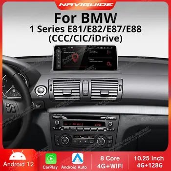 NAVIGUIDE 10.25 Беспроводной CarPlay Android12.0 Авто Автомобильный Мультимедийный Плеер Радио Для BMW 1 Серии E81 E82 E87 Автомобильный Радиоприемник с Сенсорным экраном