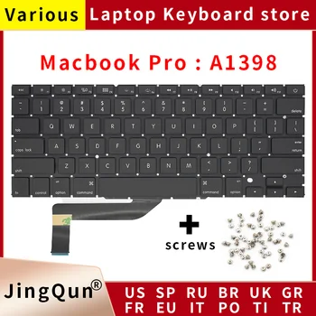 Новая клавиатура A1398 для ноутбука Macbook Pro Retina 15,4 дюйма MC975 MC976 ME664 ME665 ME293 ME294 клавиатуры Абсолютно Новые 2012-2015