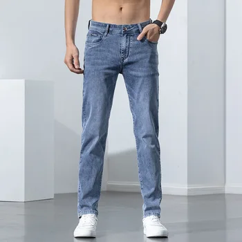 Новые мужские джинсы-скинни Стрейч, Новые весенние модные повседневные брюки из хлопчатобумажного денима Slim Fit, мужские брюки