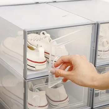 Универсальный органайзер для обуви, Прозрачный Удобный Ящик для хранения различной обуви, Многоразовый контейнер для хранения обуви для ежедневного использования