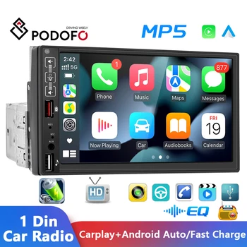 Podofo 1 Din Автомагнитола 7 ‘Универсальный мультимедийный видеоплеер Autoaudio GPS Стерео для Volkswagen Nissan Hyundai Kia Toyota