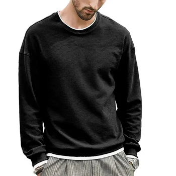 Мужской свитер с длинным рукавом и круглым вырезом 2023, мужской осенний новый пуловер со свободными плечами