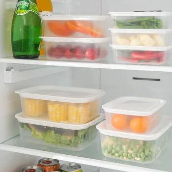Коробка для хранения в холодильнике Кухонная Прозрачная с крышкой Прямоугольная Коробка для консервирования фруктов и овощей Контейнеры для пищевых продуктов, пригодные для микроволновой печи