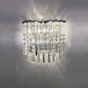 Хромированные хрустальные бра для светодиодного освещения стены гостиной K9 cristal sconce 110V 220V