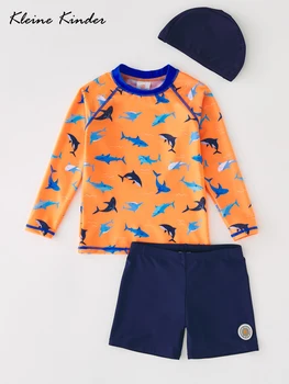 Купальник для мальчиков с принтом акулы, защита от сыпи, детский купальник с длинным рукавом для мальчиков, купальный костюм с защитой от ультрафиолета UPF50, пляжная одежда