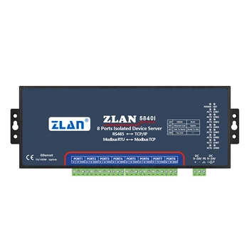 8 портов RS485-Ethernet ZLAN5840I изолированный шлюз Modbus TCP-Modbus RTU, изолирующий последовательный преобразователь TCPIP