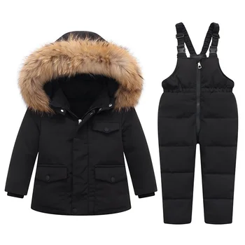 -30 градусов зимняя пуховая куртка Для маленьких Девочек и мальчиков, детский комбинезон, комплект детской одежды, Толстый теплый зимний комбинезон для младенцев, пальто