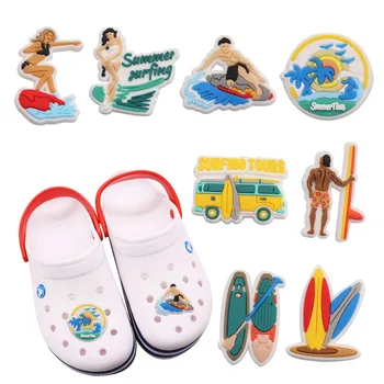 1-9 шт. подвески для обуви из ПВХ, летние украшения для обуви для серфинга на пляже, для плавания, браслеты с пряжкой, детские сандалии Croc Jibz