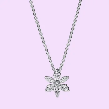 Ожерелье Pandora из стерлингового серебра 925 пробы, сверкающий Гербарий, ювелирные изделия для женщин, подарки на новогоднюю вечеринку, Простая мода