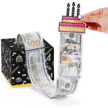 Подарочная коробка для денег на день рождения, коробка для денег, подарочная коробка для денег, черный зажим для денег, Забавный сюрприз, украшение торта на день рождения