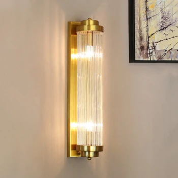 Роскошный светодиодный настенный светильник для гостиной, Матовое золото, бра для спальни, Современный креативный дизайн, светильник для домашнего декора, Стеклянное освещение