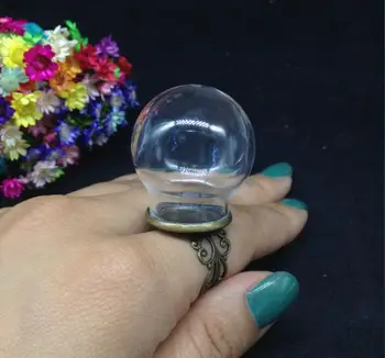 20шт стеклянный купол 30 * 20 мм глобус с бронзовым покрытием набор цветочных колец ручной работы стеклянное кольцо для флакона стеклянная крышка для бутылки diy party fashion ring