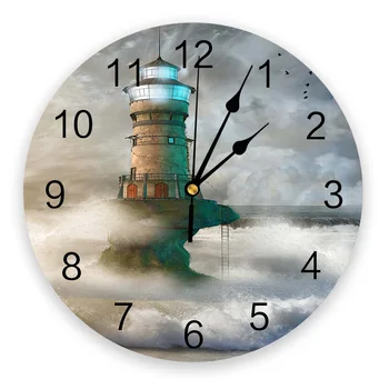 Океанский маяк Облачные часы Домашний декор гостиной Большие круглые настенные часы без звука кварцевые настольные часы Украшение спальни настенные часы