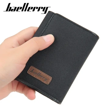 Baellery, новый мужской короткий кошелек, высококачественные холщовые держатели для карт, мужской кошелек с застежкой, простой держатель для фотографий, зажимы для денег, мужской кошелек