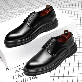 Классические мужские модельные туфли в итальянском стиле на шнуровке, деловые свадебные мужские официальные кожаные туфли с острым носком, маленькие кожаные туфли38-44